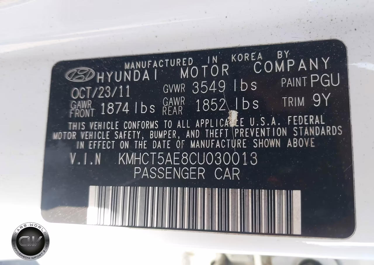 2012 Hyundai Accent Gs VIN:KMHCT5AE8CU030013 - 9