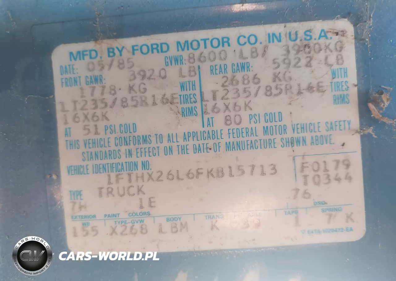 1985 Ford F250 VIN:1FTHX26L6FKB15713 - 9