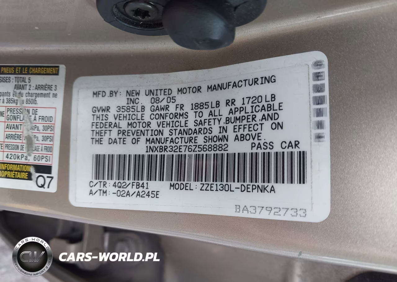 2006 Toyota Corolla Le VIN:1NXBR32E76Z568882 - 9