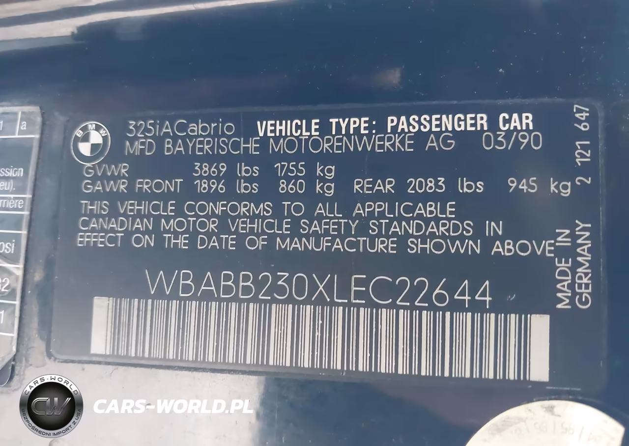 1989 BMW 325 VIN:WBABB230XLEC22644 - 9