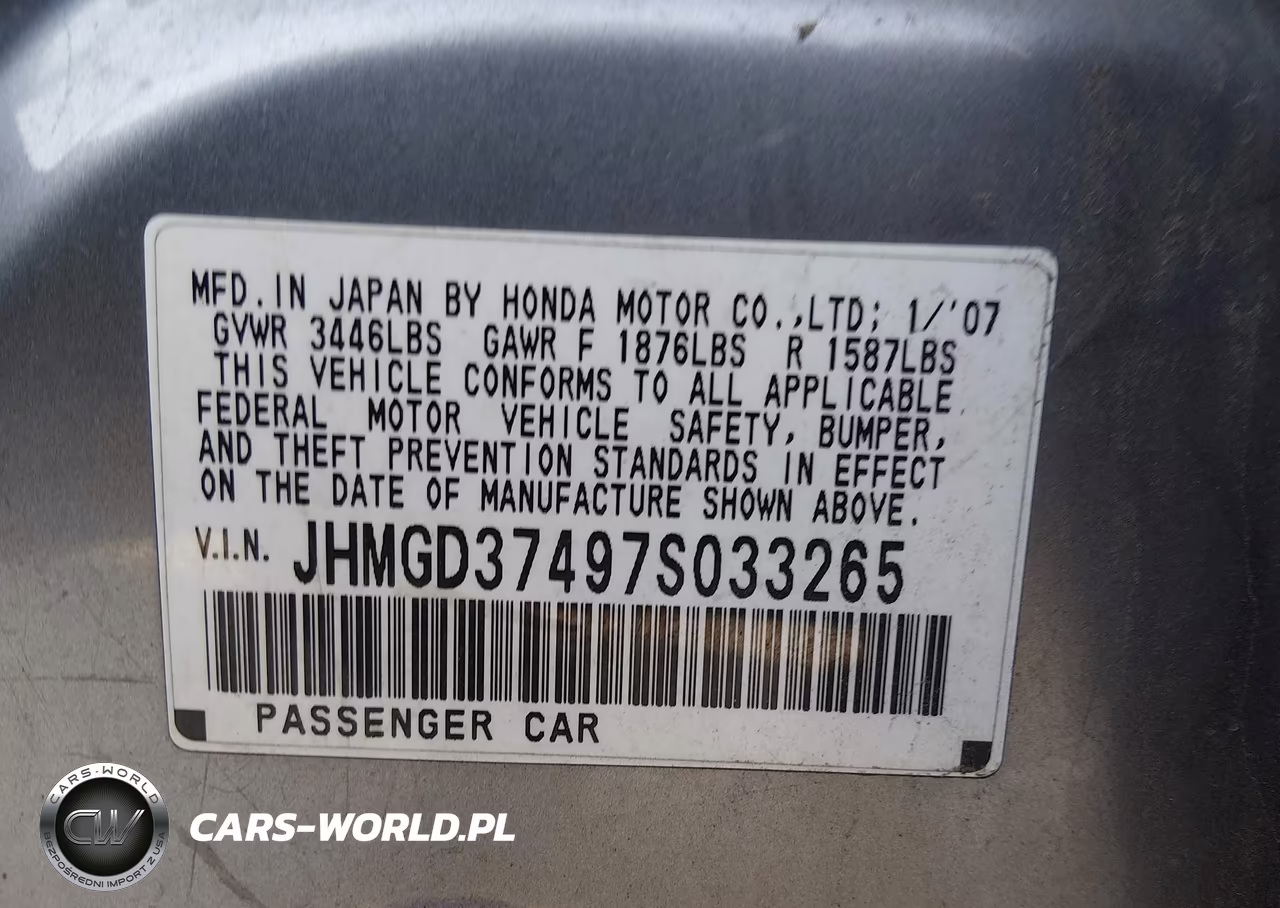 2007 Honda Fit VIN:JHMGD37497S033265 - 8