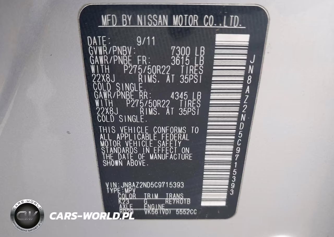 2012 Infiniti Qx56 VIN:JN8AZ2ND5C9715393 - 9