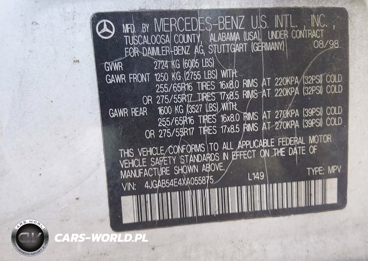 1999 Mercedes-Benz Ml 320 VIN:4JGAB54E4XA055875 - 9
