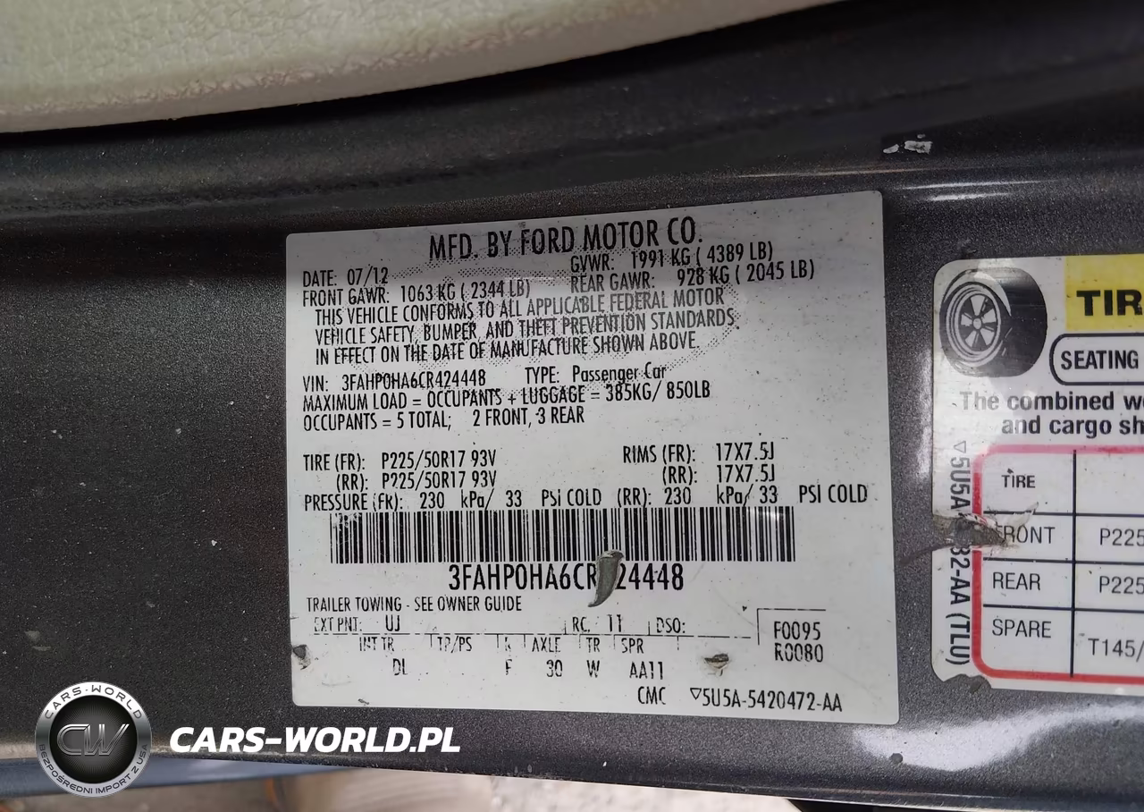 2012 Ford Fusion Se VIN:3FAHP0HA6CR424448 - 9