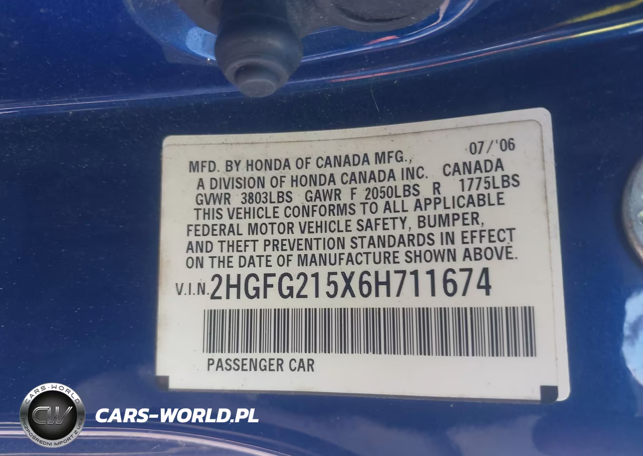 2006 Honda Civic Si VIN:2HGFG215X6H711674 - 9