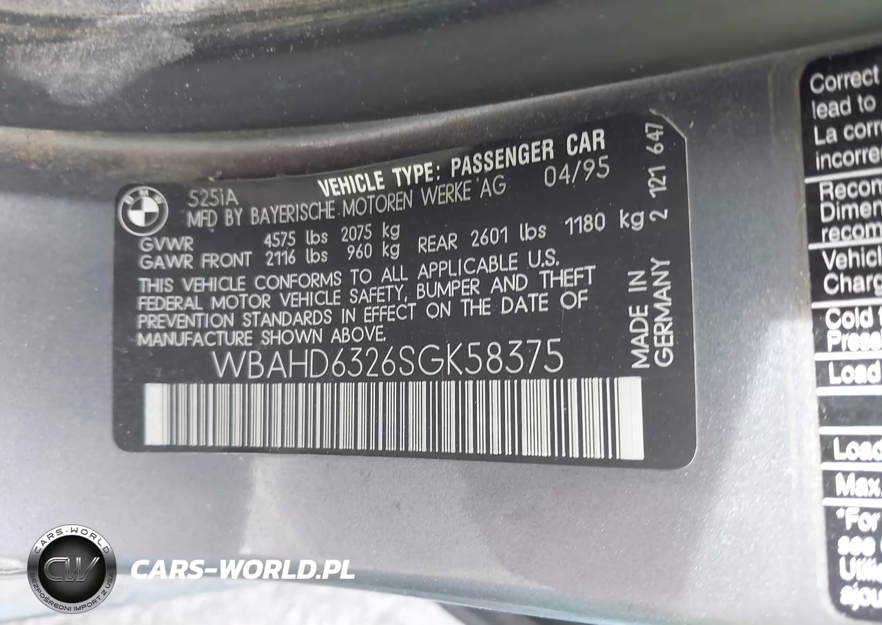 1995 BMW 525 I Automatic VIN:WBAHD6326SGK58375 - 9