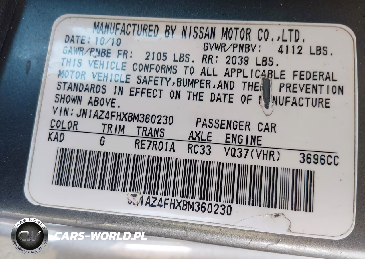 2011 Nissan 370Z Touring VIN:JN1AZ4FHXBM360230 - 9