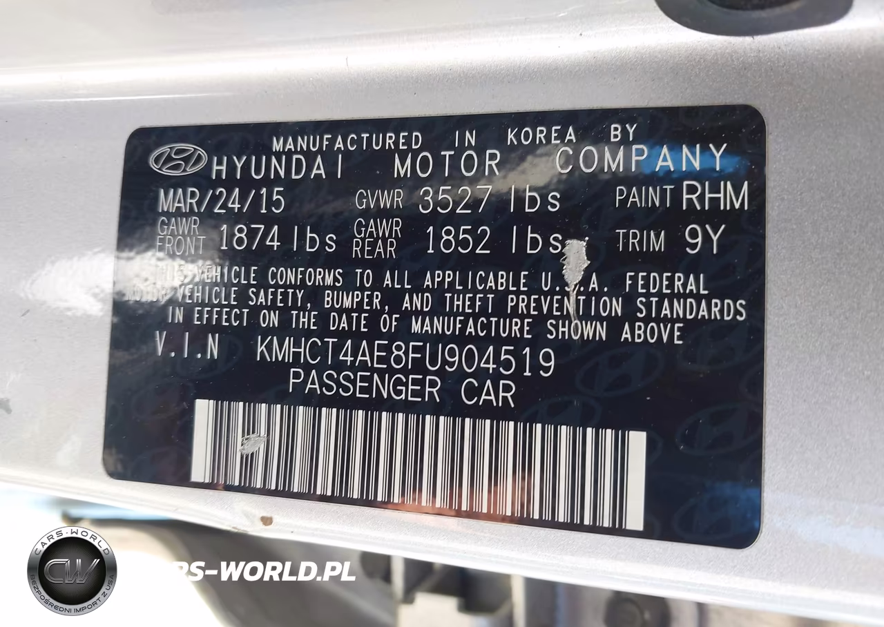 2015 Hyundai Accent Gls VIN:KMHCT4AE8FU904519 - 9