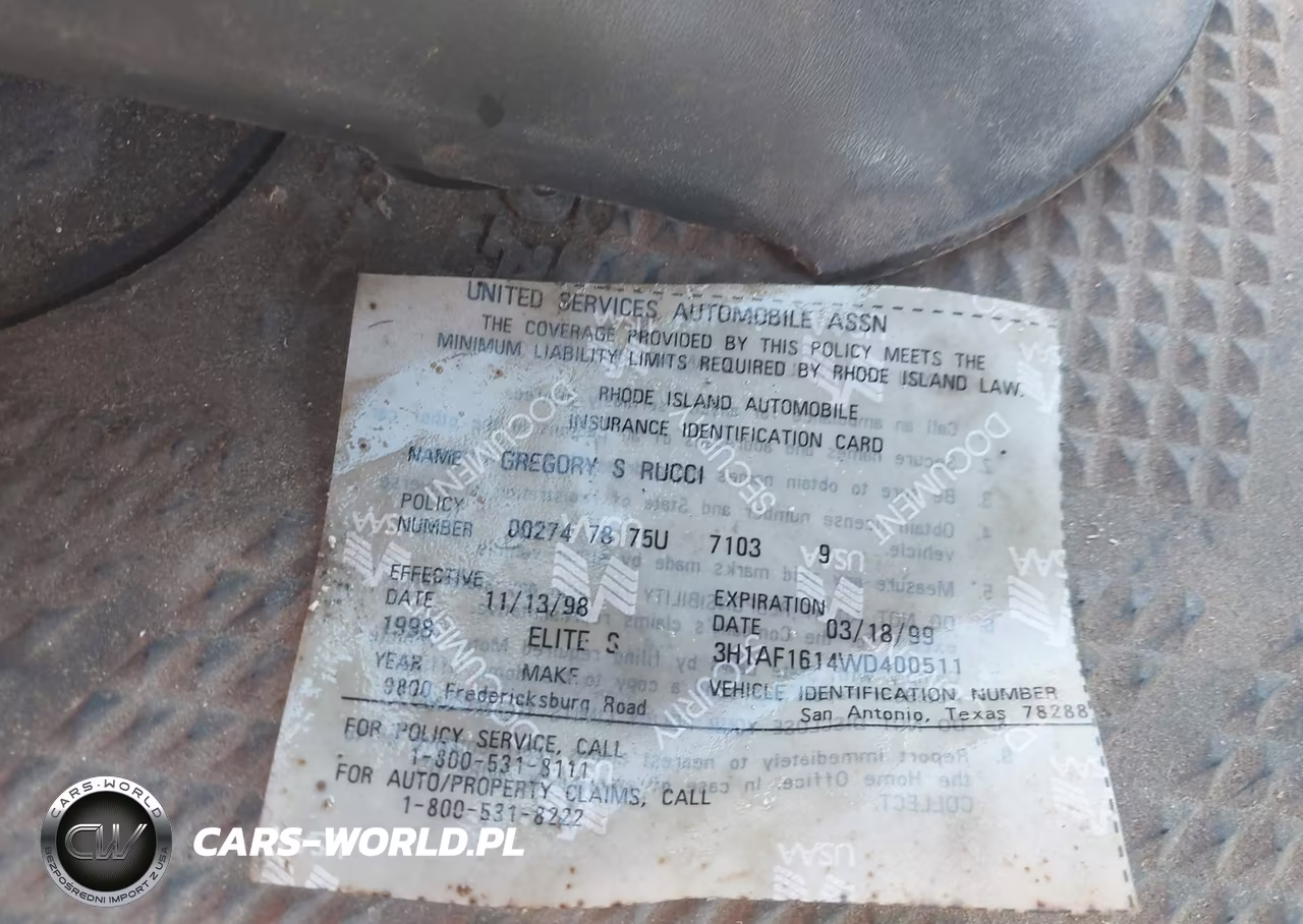 1998 Honda Sa50 P VIN:3H1AF1614WD400511 - 10