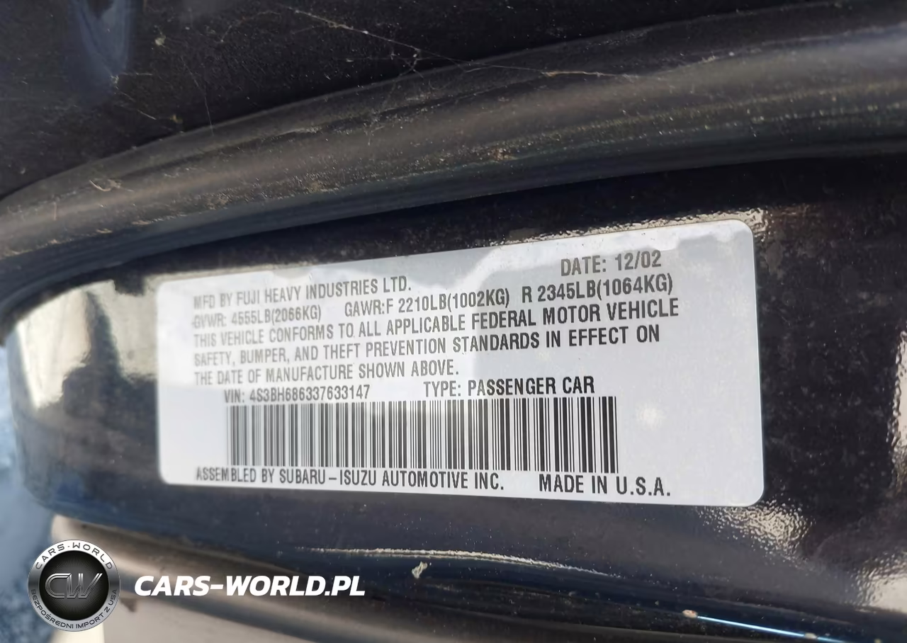 2003 Subaru Outback Limited VIN:4S3BH686337633147 - 9