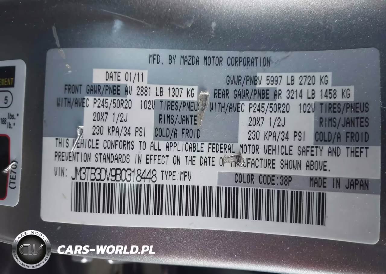 2011 Mazda Cx-9 Grand Touring VIN:JM3TB3DV9B0318448 - 9