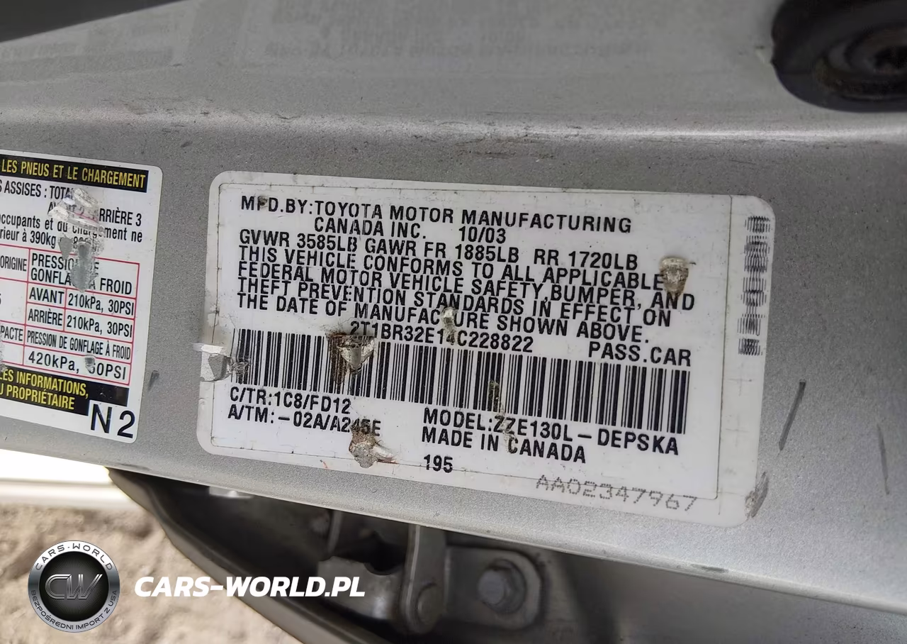 2004 Toyota Corolla S VIN:2T1BR32E14C228822 - 9