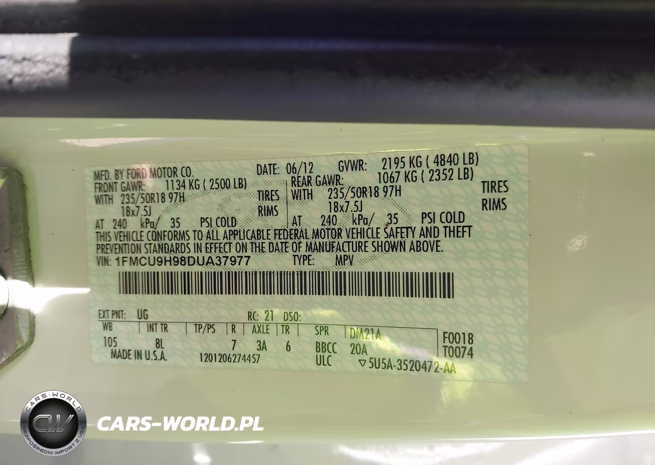 2013 Ford Escape Sel VIN:1FMCU9H98DUA37977 - 9