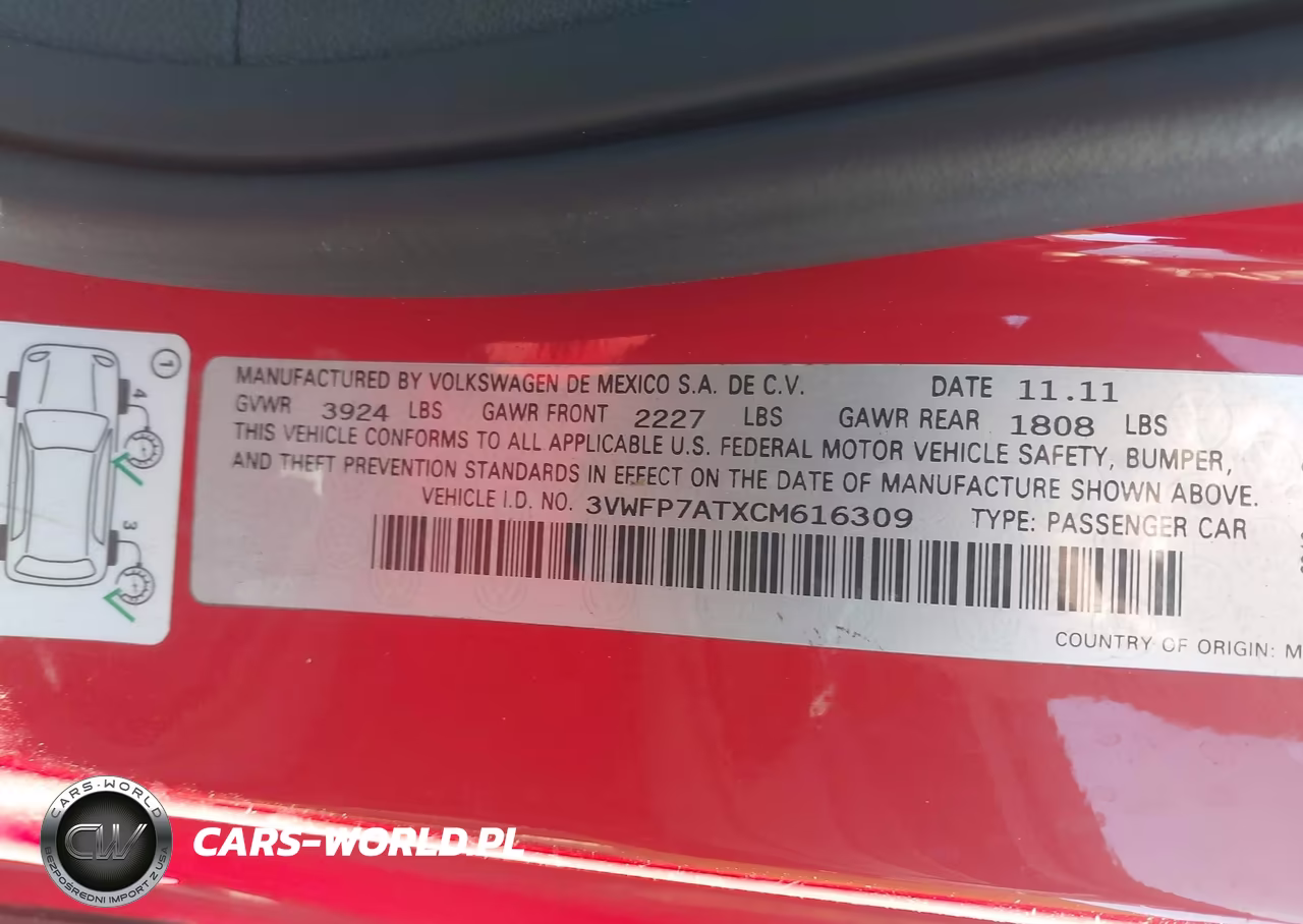 2012 Volkswagen Beetle Entry VIN:3VWFP7ATXCM616309 - 9