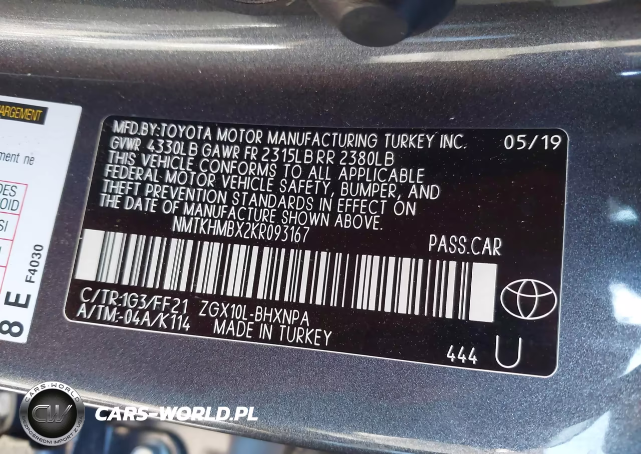 2019 Toyota C-Hr Xle VIN:NMTKHMBX2KR093167 - 9