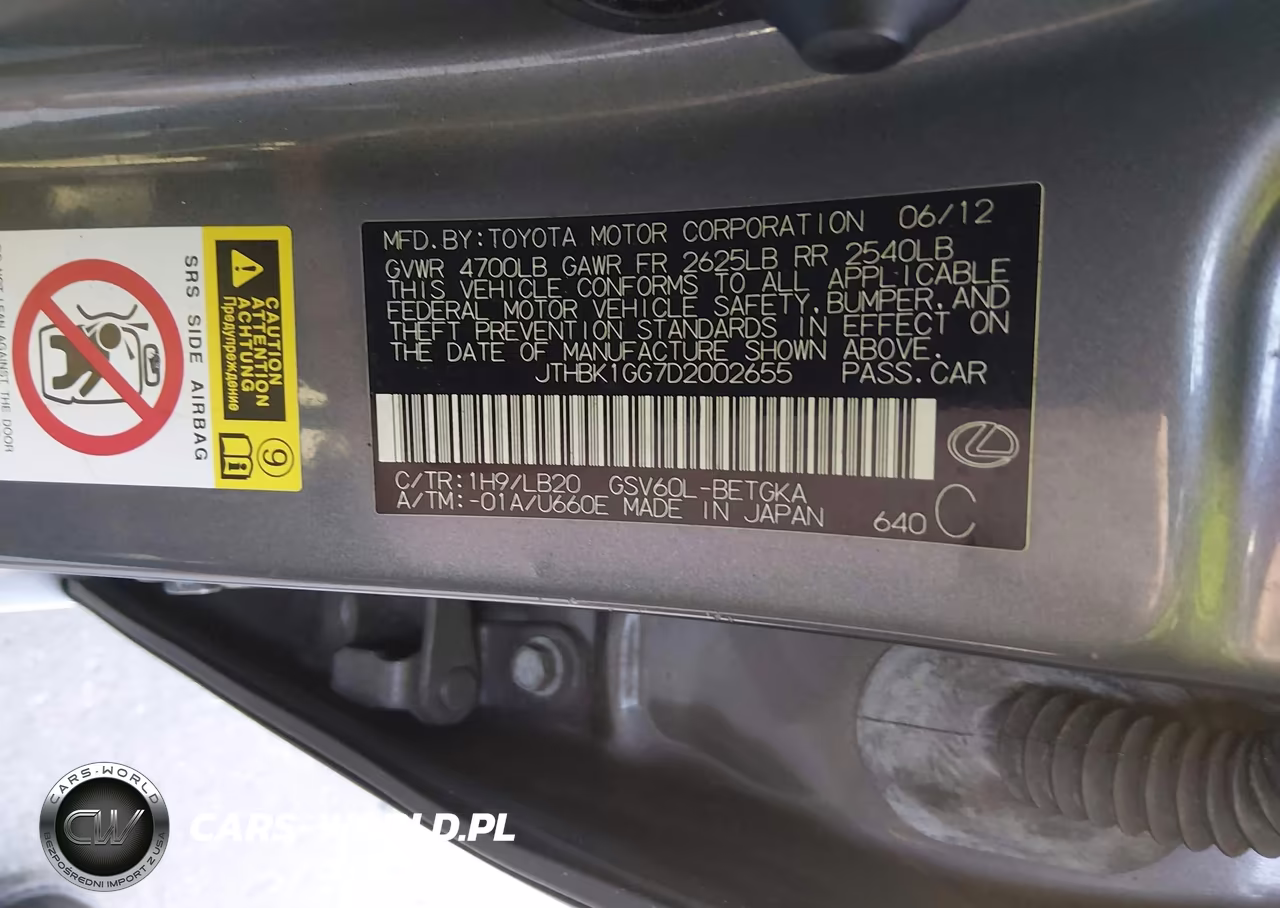 2013 Lexus Es 350 VIN:JTHBK1GG7D2002655 - 9