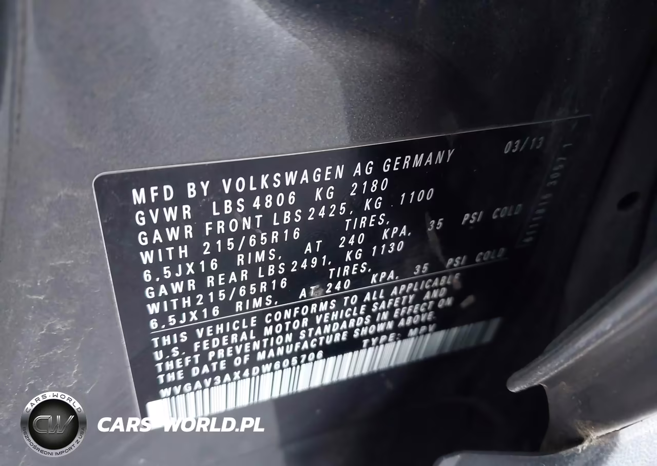 2013 Volkswagen Tiguan S VIN:WVGAV3AX4DW605706 - 9