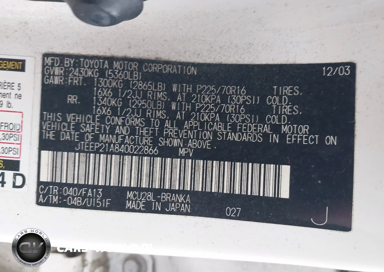 2004 Toyota Highlander V6 VIN:JTEEP21A840022866 - 9