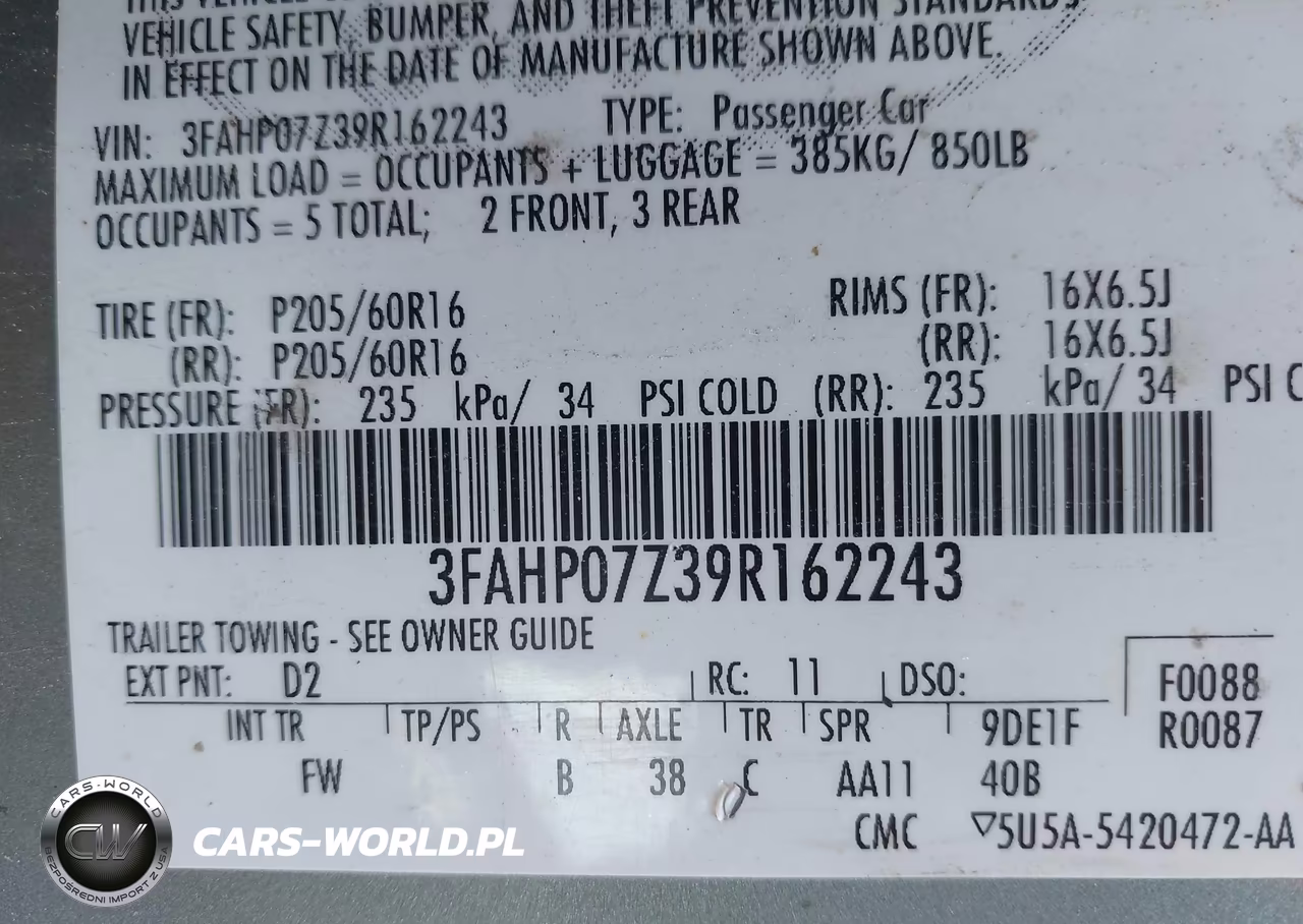 2009 Ford Fusion Se VIN:3FAHP07Z39R162243 - 9