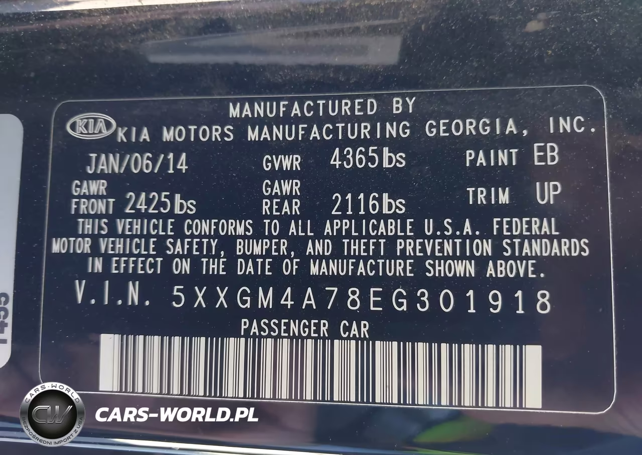 2014 Kia Optima Lx VIN:5XXGM4A78EG301918 - 9