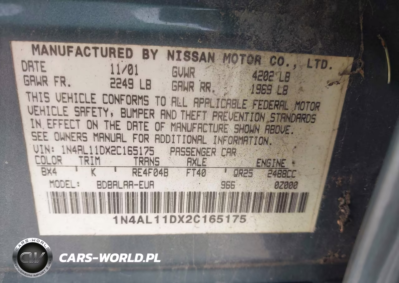 2002 Nissan Altima 2.5 Base VIN:1N4AL11DX2C165175 - 9