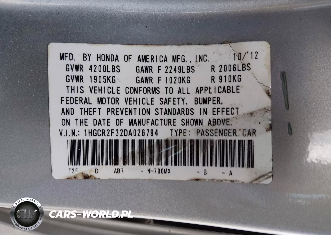 2013 Honda Accord Lx VIN:1HGCR2F32DA026794 - 9