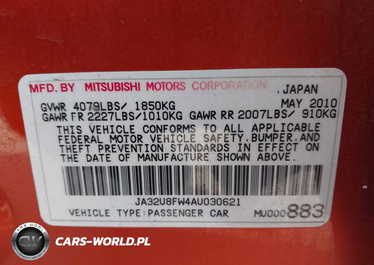 2010 Mitsubishi Lancer Gts VIN:JA32U8FW4AU030621 - 9