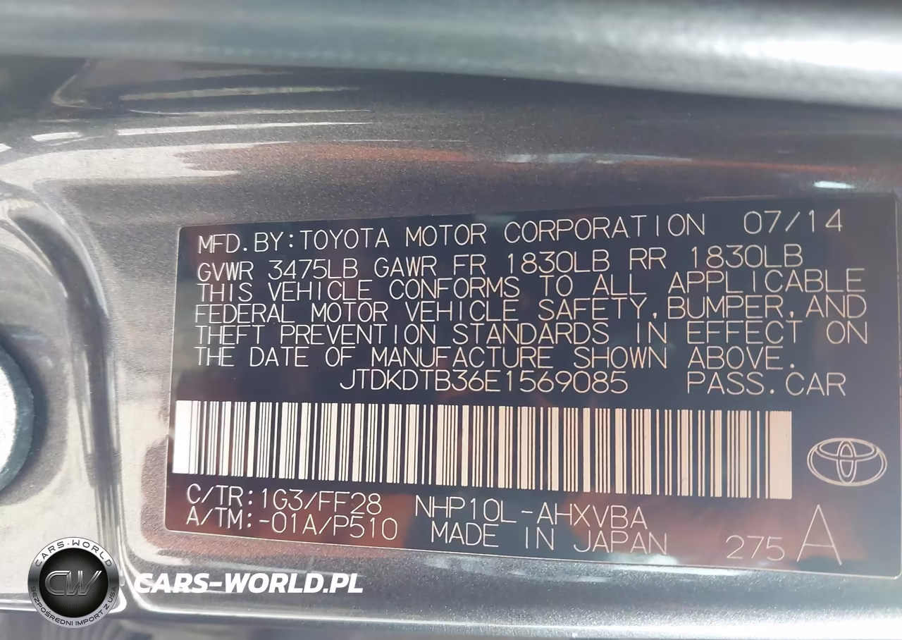 2014 Toyota Prius C VIN:JTDKDTB36E1569085 - 9