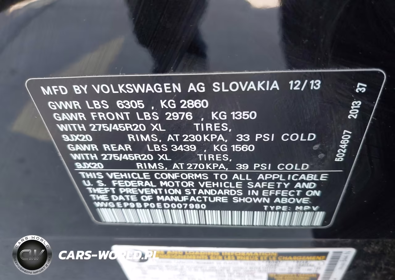 2014 Volkswagen Touareg Tdi Executive VIN:WVGEP9BP0ED007980 - 9