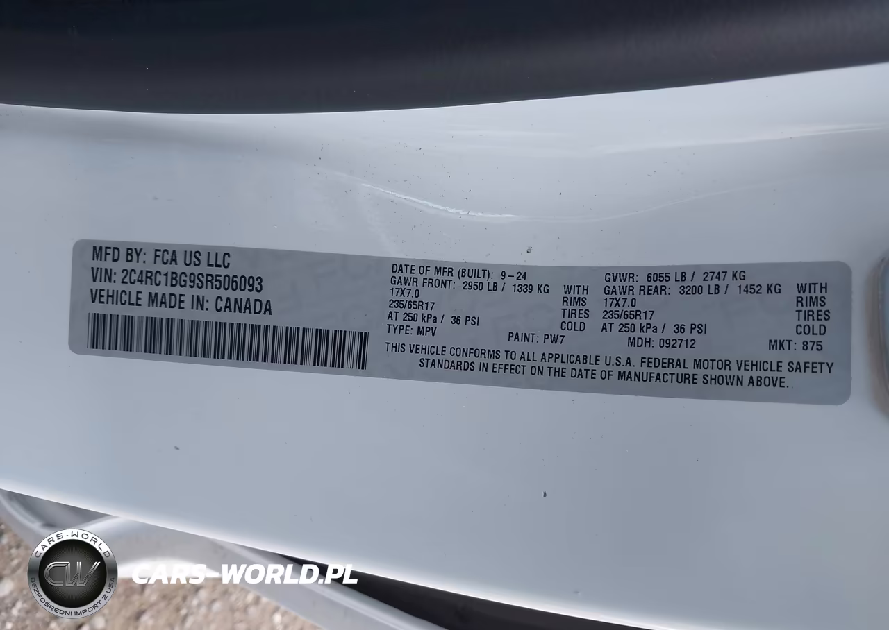 2025 Chrysler Pacifica Select VIN:2C4RC1BG9SR506093 - 9