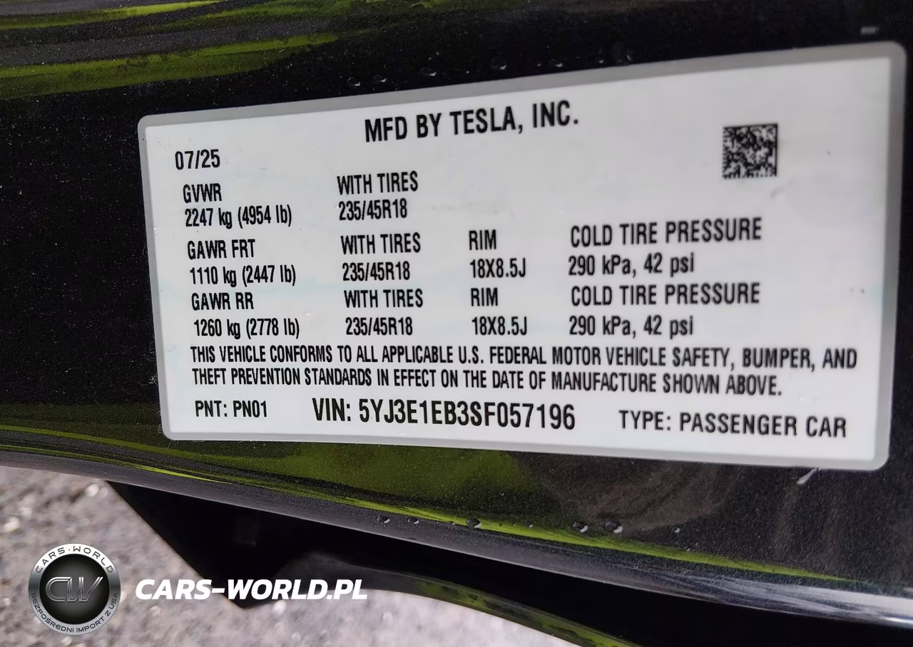 2025 Tesla Model 3 Long Range All-Wheel Drive VIN:5YJ3E1EB3SF057196 - 9