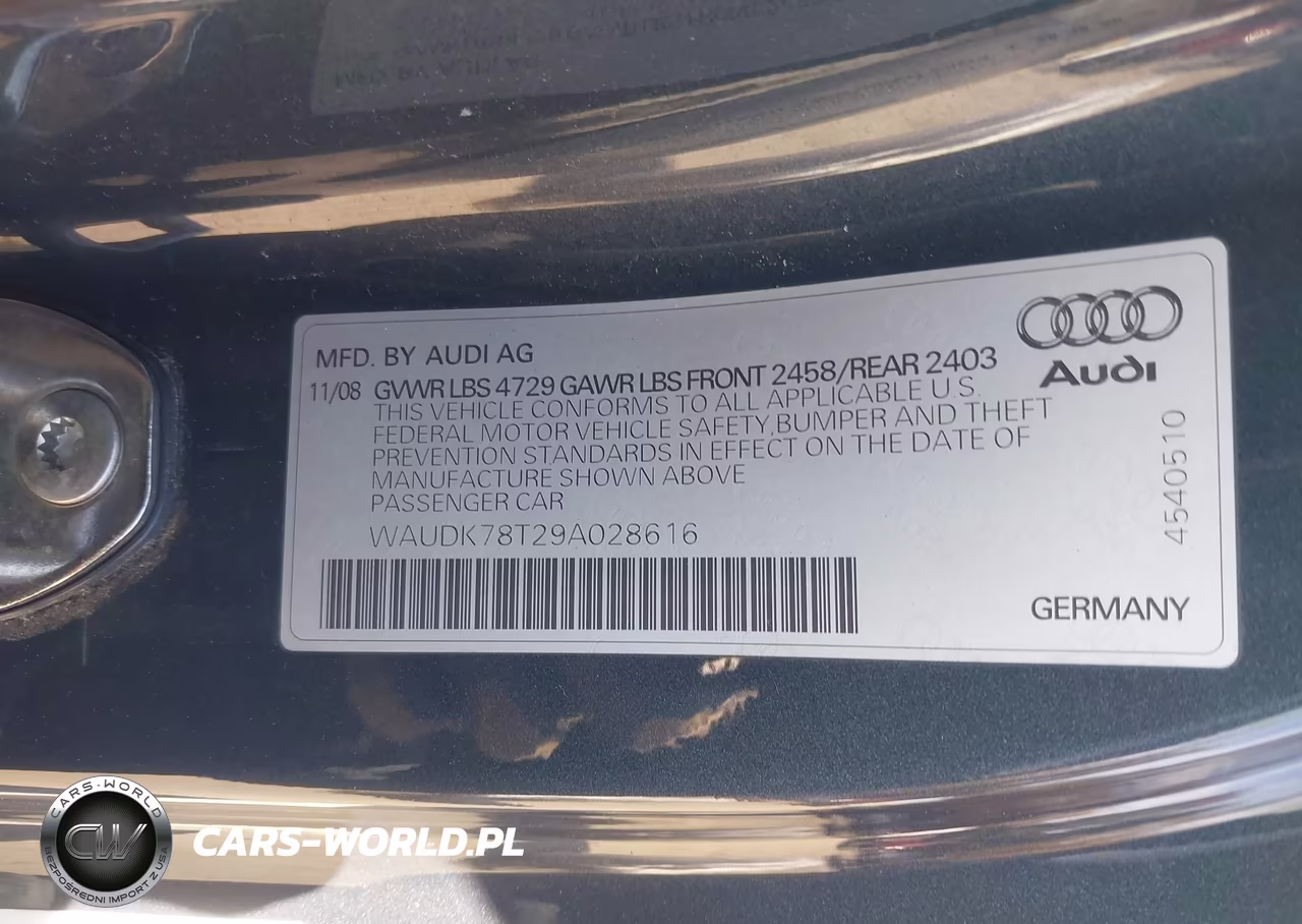 2009 Audi A5 3.2L VIN:WAUDK78T29A028616 - 9