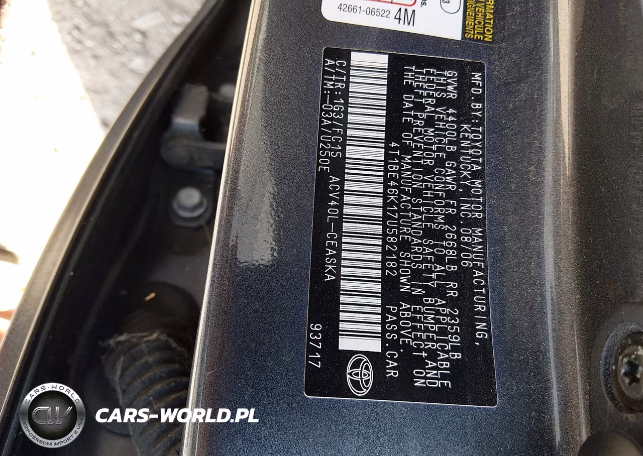 2007 Toyota Camry Se VIN:4T1BE46K17U582182 - 9