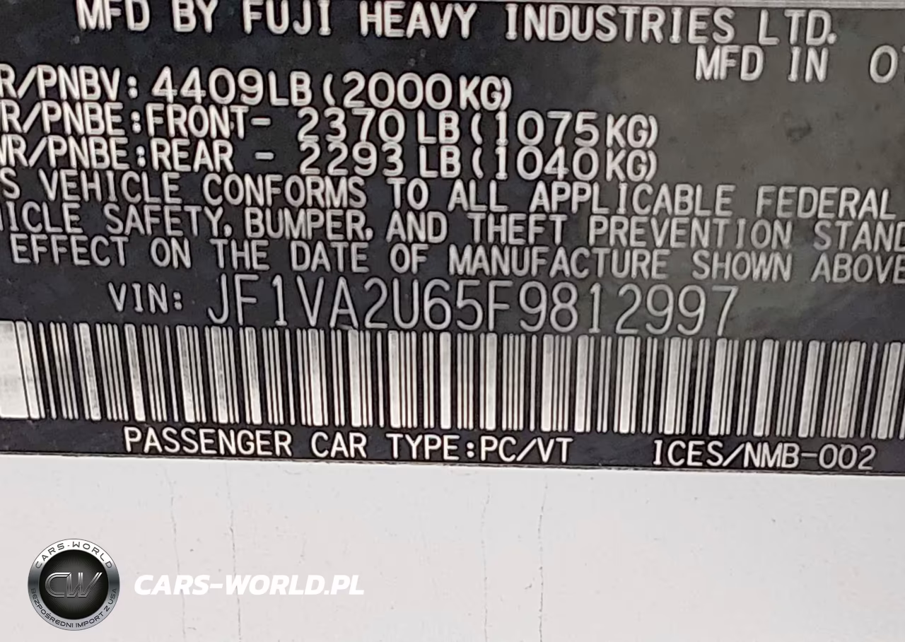 2015 Subaru Wrx Sti Limited VIN:JF1VA2U65F9812997 - 9