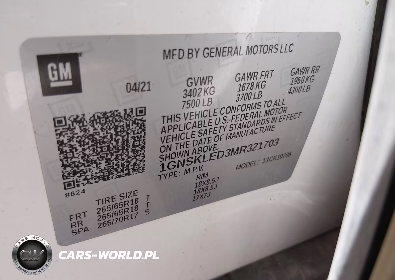 2021 Chevrolet Tahoe 4Wd Commercial Fleet VIN:1GNSKLED3MR321703 - 9
