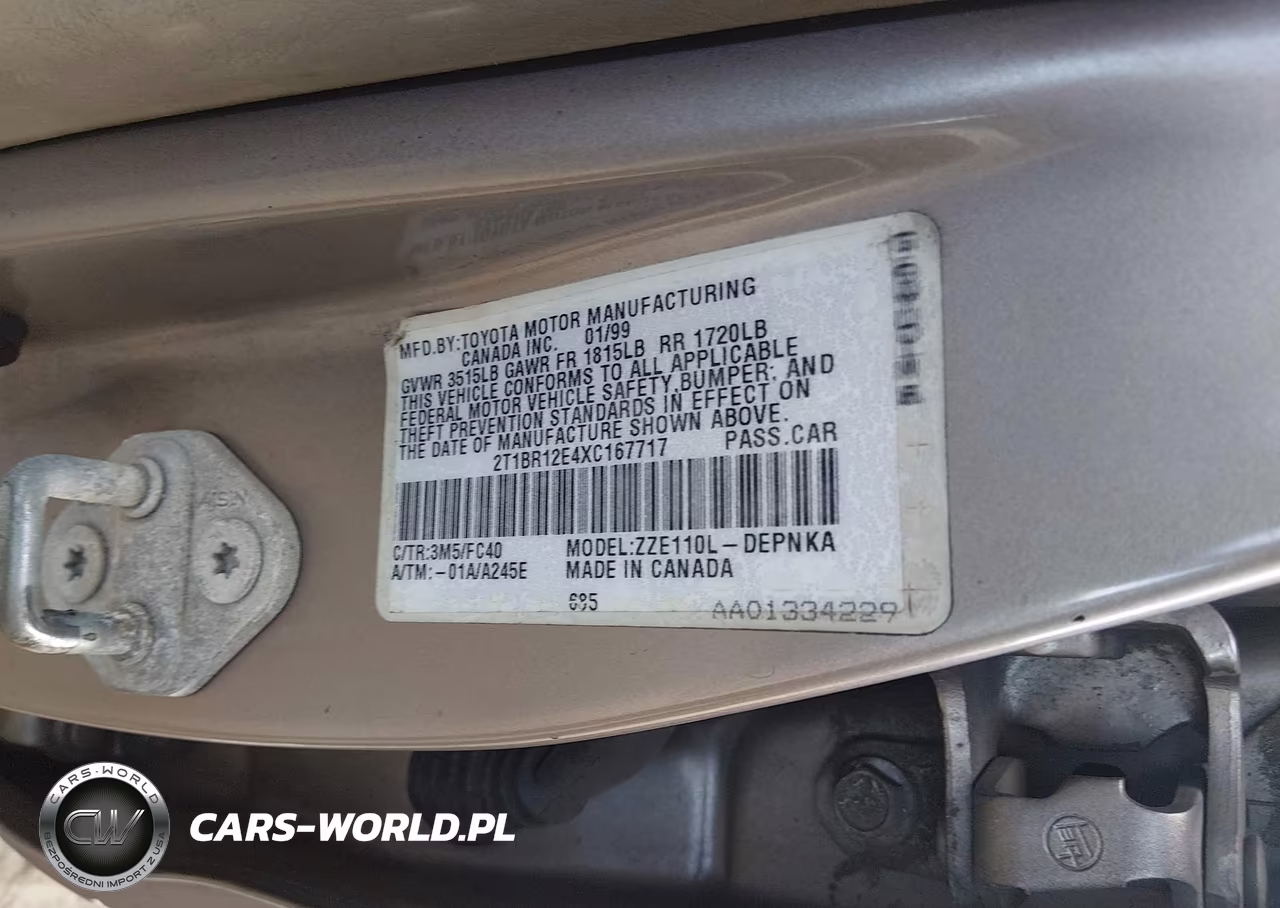 1999 Toyota Corolla Le VIN:2T1BR12E4XC167717 - 9
