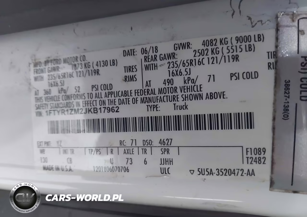 2018 Ford Transit-250 VIN:1FTYR1ZM2JKB17962 - 9