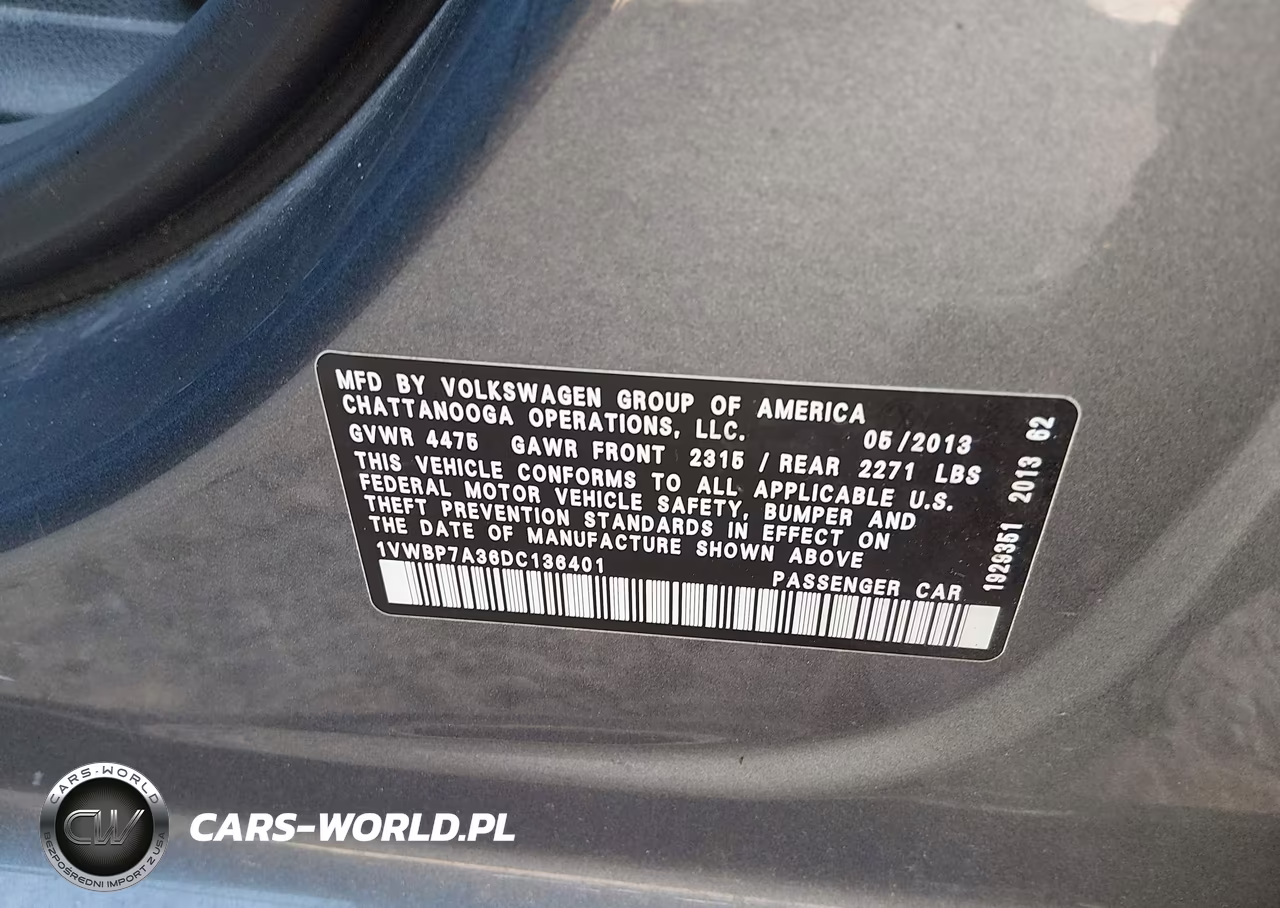 2013 Volkswagen Passat 2.5L Se VIN:1VWBP7A36DC136401 - 9