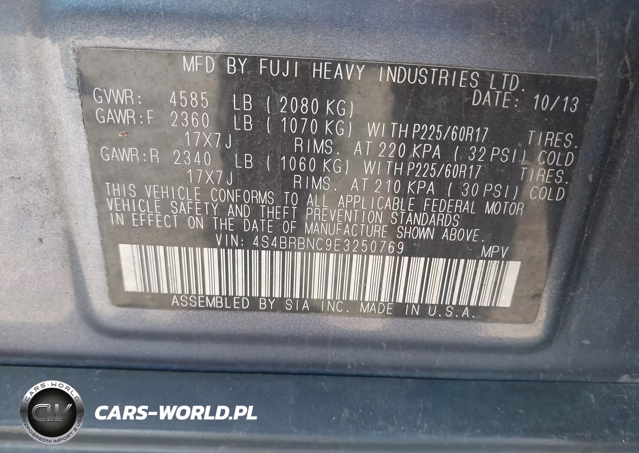 2014 Subaru Outback 2.5I Limited VIN:4S4BRBNC9E3250769 - 9