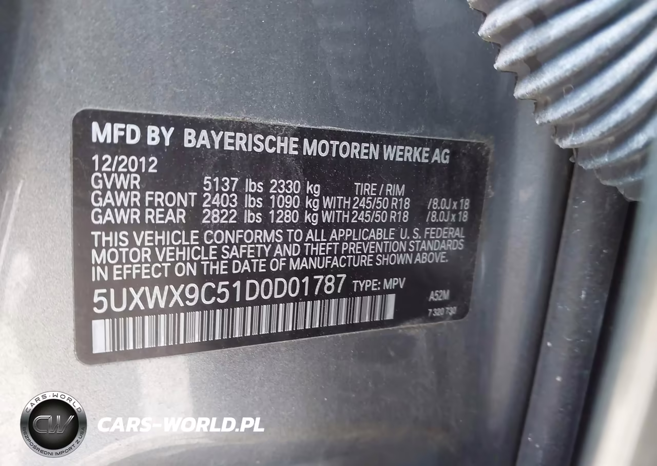 2013 BMW X3 xDrive28I VIN:5UXWX9C51D0D01787 - 9