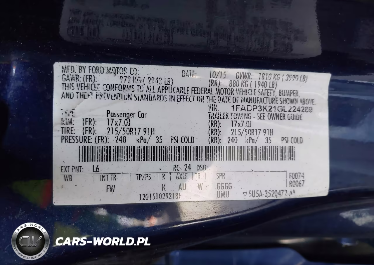 2016 Ford Focus Se VIN:1FADP3K21GL224289 - 9