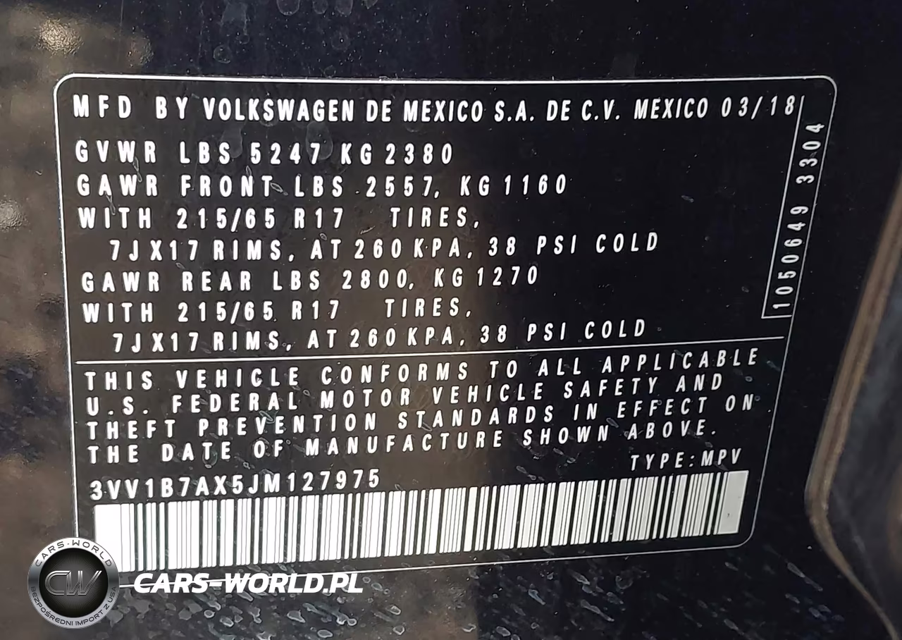 2018 Volkswagen Tiguan 2.0T S VIN:3VV1B7AX5JM127975 - 9
