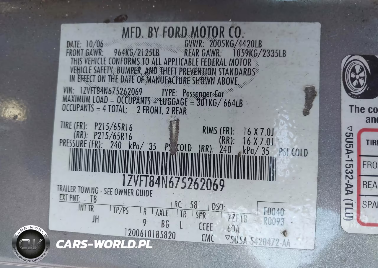 2007 Ford Mustang V6 Deluxe-V6 Premium VIN:1ZVFT84N675262069 - 9