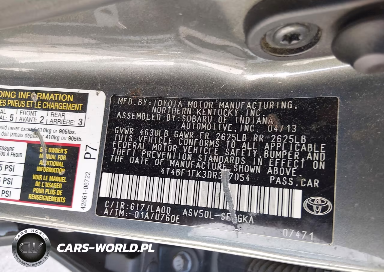 2013 Toyota Camry Xle VIN:4T4BF1FK3DR307054 - 9